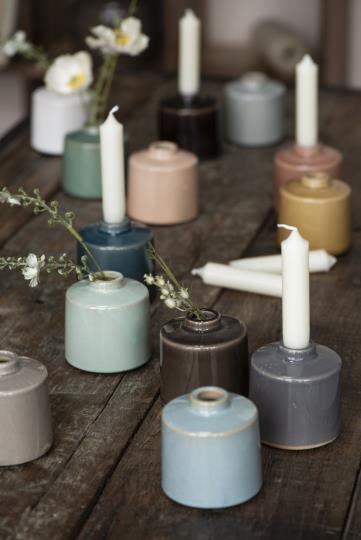 Ib Laursen Kerzenhalter für 2,2 cm Kerze Ragnhild dunkelbraun unebene Glasur - Weingärtners Genusshandwerk