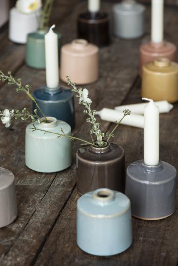 Ib Laursen Kerzenhalter für 2,2 cm Kerze Ragnhild dunkelbraun unebene Glasur - Weingärtners Genusshandwerk