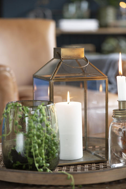 Ib Laursen Laterne Norr mit schrägem Glastop gold groß (16x16x30,5cm) - Weingärtners Genusshandwerk