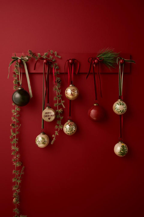 Ib Laursen Weihnachtskugel Baumschmuck rot Ø: 7,6 - Weingärtners Genusshandwerk