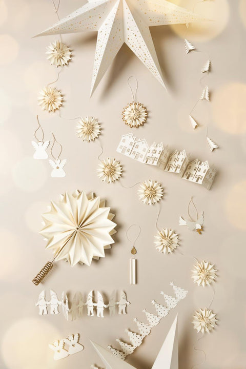 Ib Laursen Schneeflocke zum hängen weiß m/Goldglimmer Stella Weihnachtsschmuck - Weingärtners Genusshandwerk