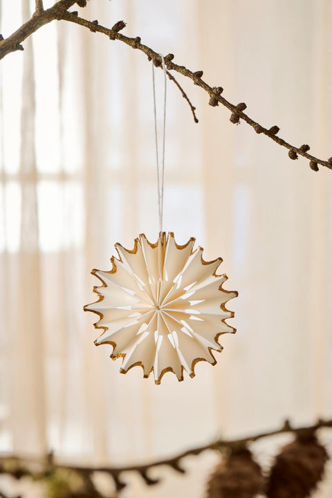 Ib Laursen Schneeflocke zum hängen weiß m/Goldglimmer Stella Weihnachtsschmuck - Weingärtners Genusshandwerk
