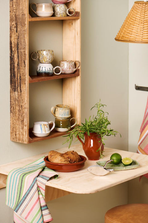 Ib Laursen Tasse mit Henkel Kalmar mehrfarbige Streifen - Weingärtners Genusshandwerk