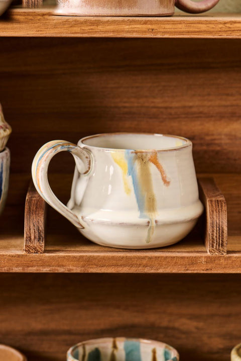 Ib Laursen Tasse mit Henkel Kalmar mehrfarbige Streifen - Weingärtners Genusshandwerk