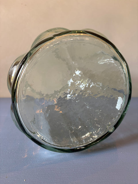 Vintage Glas Vase grob geriffelt hoch