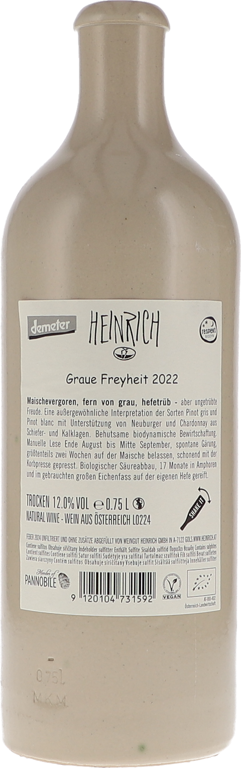 Heinrich Graue Freyheit 2022 BIO Rücketikett