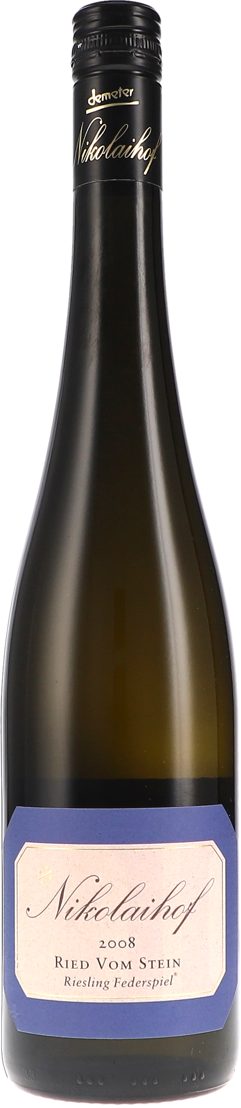 Weinflasche Nikolaihof Vom Stein, Riesling Federspiel trocken BIO, Weißwein aus der Wachau