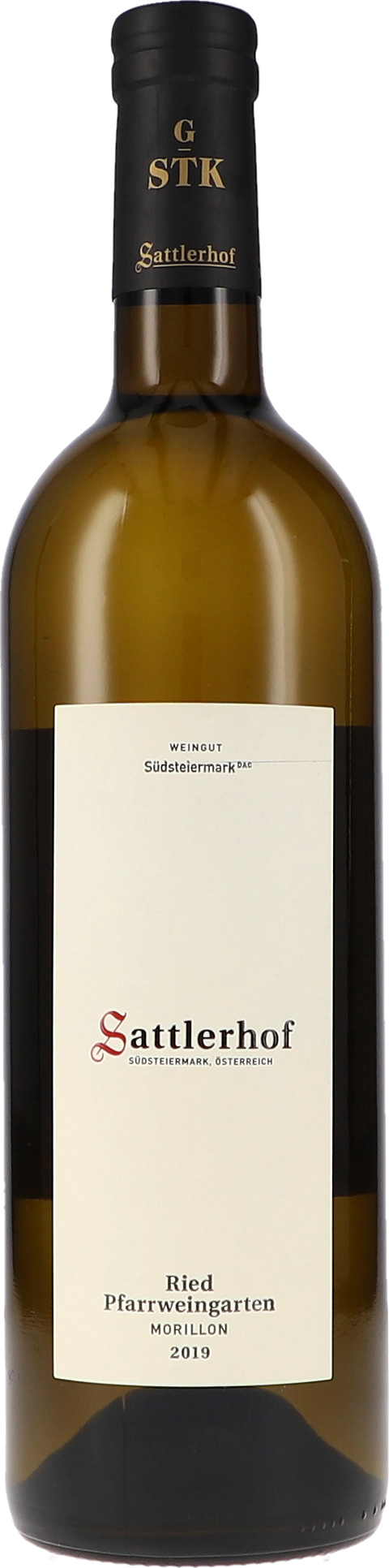 Weinflasche Sattlerhof Ried Pfarrweingarten Morillon DAC BIO, Weißwein aus der Südsteiermark