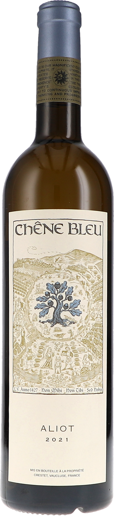 Weinflasche Chêne Bleu Aliot AOP BIO, Weißwein von der südlichen Rhône