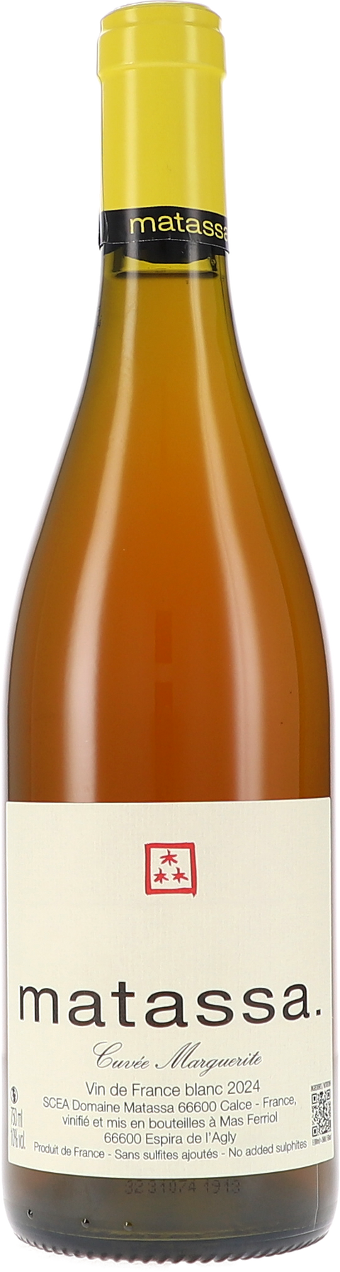 Weinflasche Matassa Cuvée Marguerite VdF blanc, Orangewein aus dem Languedoc-Roussillon