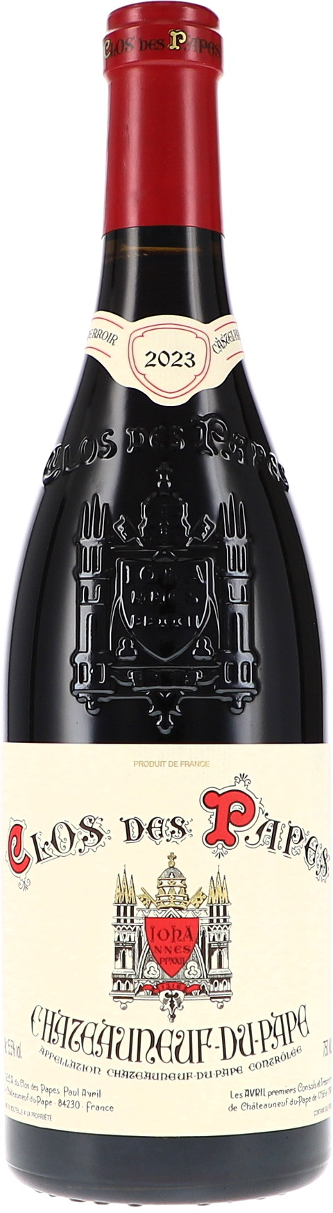 Weinflasche Clos des Papes Châteauneuf-du-Pape Rouge AOC, Rotwein von der südlichen Rhône
