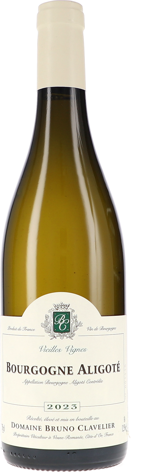 Weinflasche Bruno Clavelier Bourgogne Aligoté, Vieilles Vignes AOC BIO, Weißwein aus Burgund