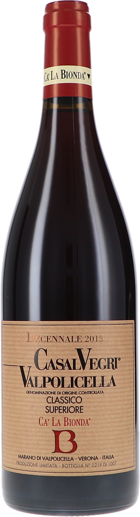 Ca´ La Bionda Valpolicella Classico Superiore DOC Casal Vegri Decannale 2013