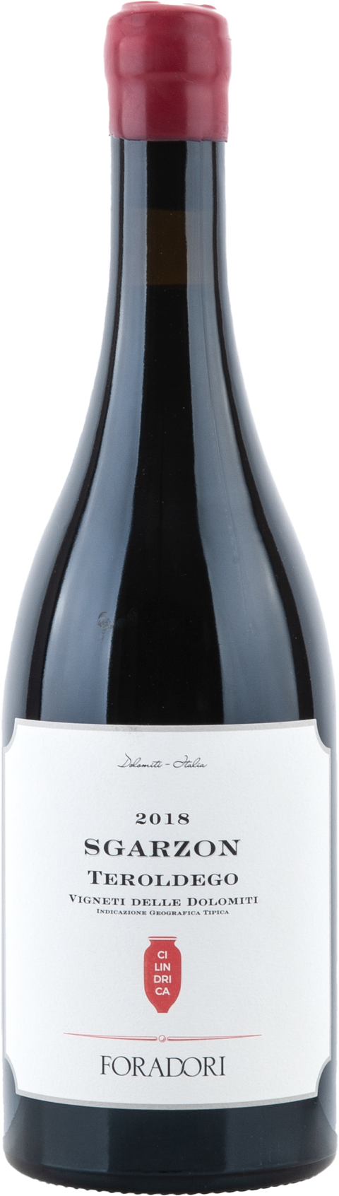 Weinflasche Foradori Sgarzon Cilindrica Teroldego Vigneti delle Dolomiti IGT, Rotwein aus dem Trentino