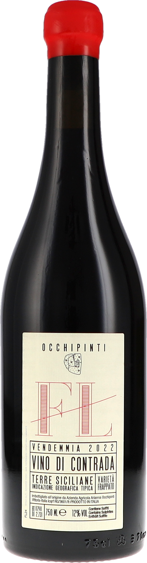 Weinflasche Occhipinti „FL“ Fossa di Lupo Vino di Contrada IGT Sicilia BIO, Rotwein aus Sizilien