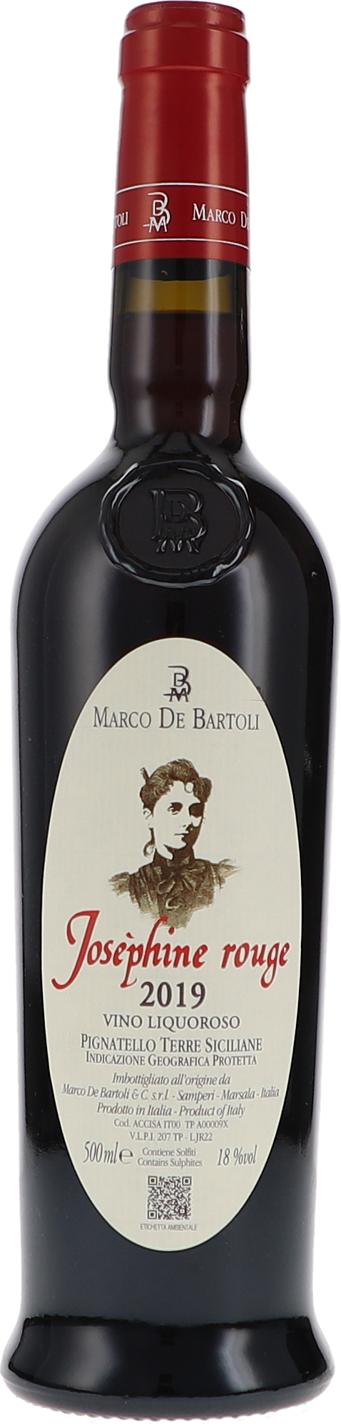 Weinflasche Marco de Bartoli Josèphine rouge, Vino Liquoroso, Rotwein aus Sizilien