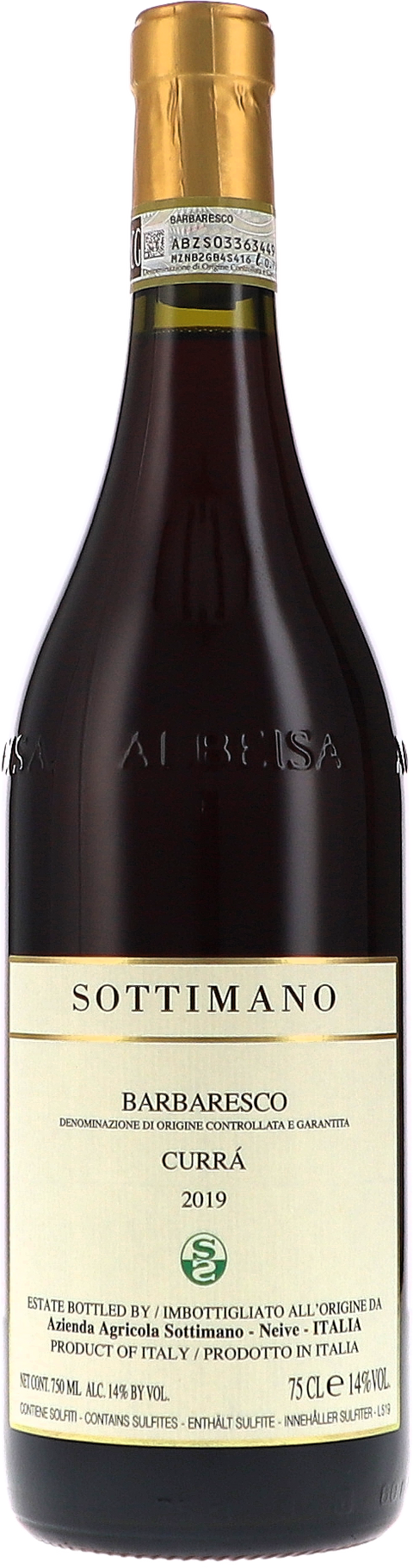 Weinflasche Sottimano Currá, Barbaresco DOCG, Rotwein aus dem Piemont