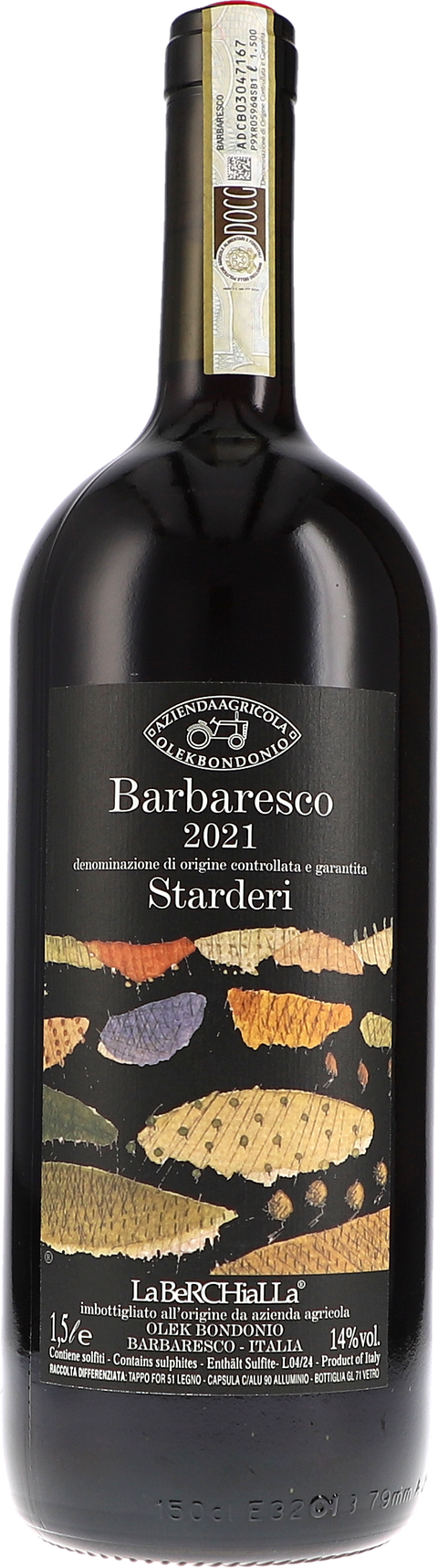 Weinflasche Olek Bondonio Barbaresco Starderi DOCG, Rotwein aus dem Piemont