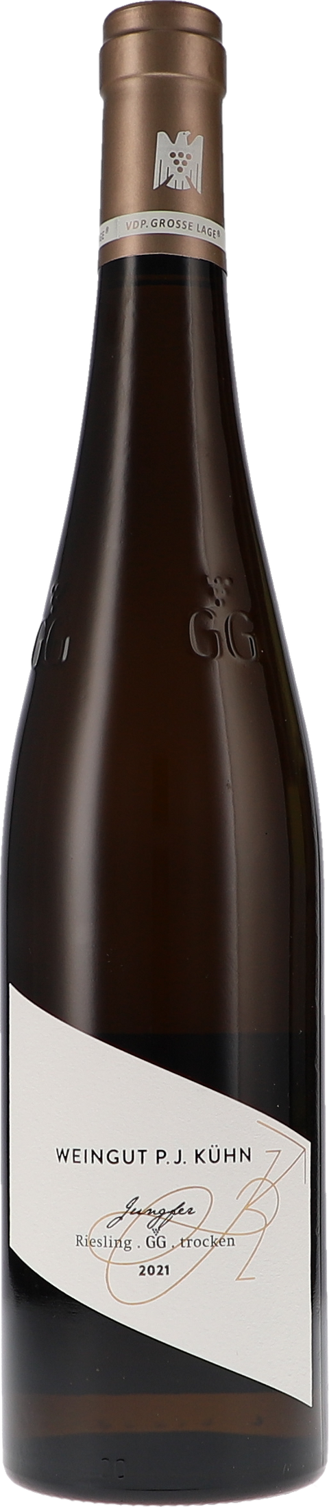 Weinflasche Peter Jakob Kühn Riesling Jungfer Grosses Gewächs BIO, Weißwein aus dem Rheingau