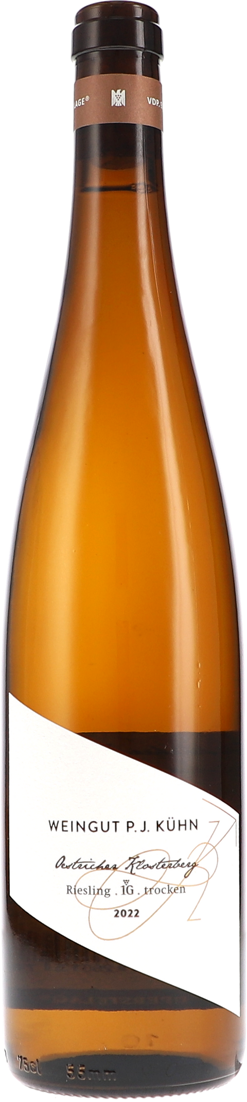 Weinflasche Peter Jakob Kühn Riesling Oestricher Klosterberg 1G Erste Lage BIO, Weißwein aus dem Rheingau
