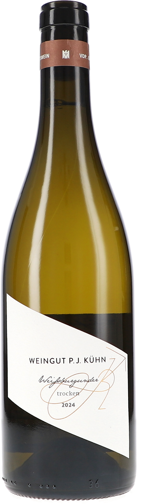 Weinflasche Peter Jakob Kühn Weißburgunder trocken BIO, Weißwein aus dem Rheingau