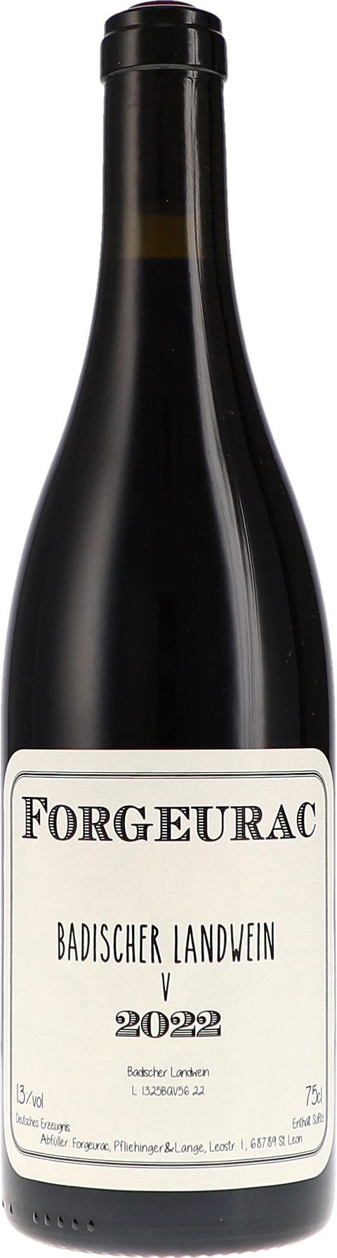 Weinflasche Forgeurac Badischer Landwein „V“, Rotwein aus Baden