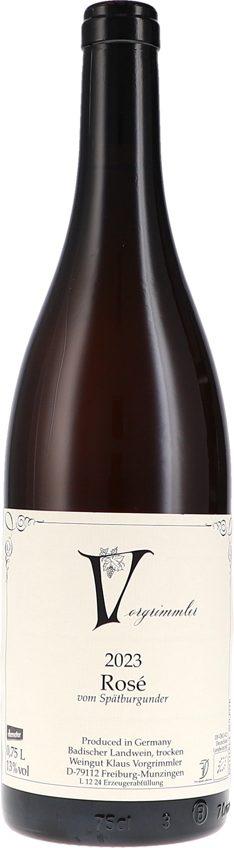 Weinflasche Klaus Vorgrimmler Rosé vom Spätburgunder BIO, Roséwein aus Baden