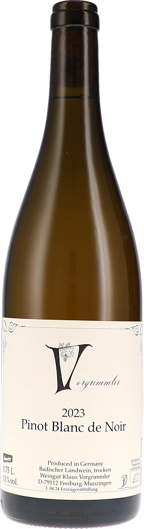 Weinflasche Klaus Vorgrimmler Pinot Blanc de Noir BIO, Weißwein aus Baden