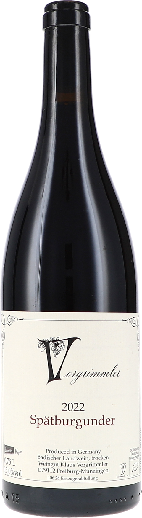Weinflasche Klaus Vorgrimmler Spätburgunder BIO, Rotwein aus Baden