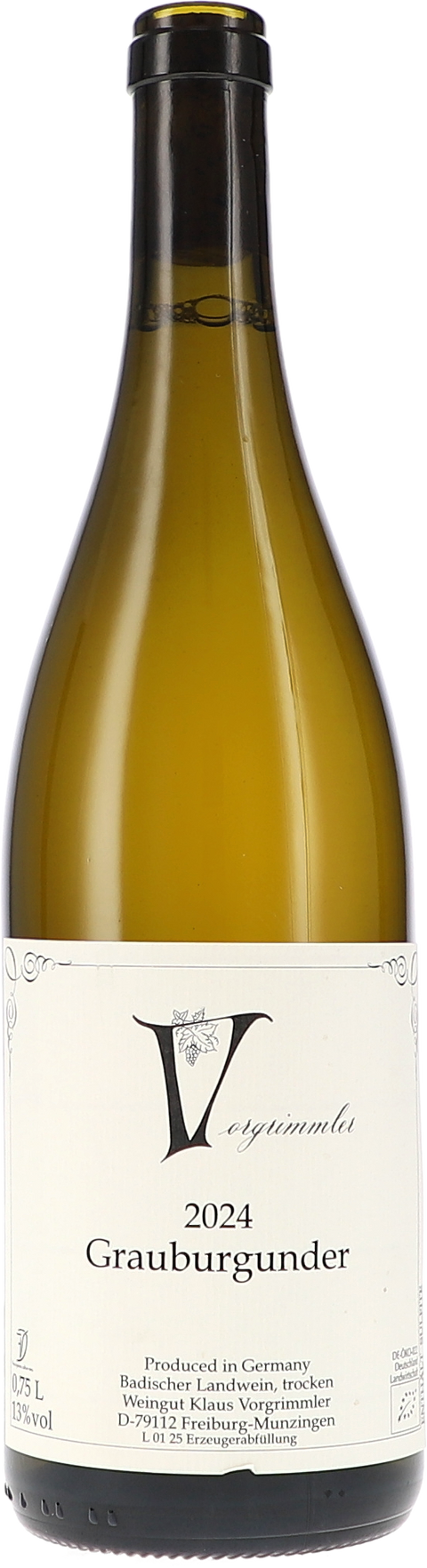 Weinflasche Klaus Vorgrimmler Grauburgunder BIO, Weißwein aus Baden