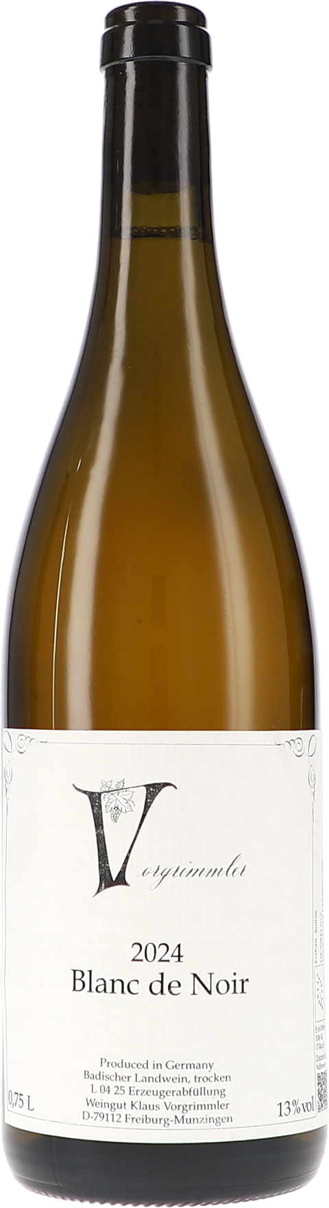 Weinflasche Klaus Vorgrimmler Pinot Blanc de Noir BIO, Weißwein aus Baden