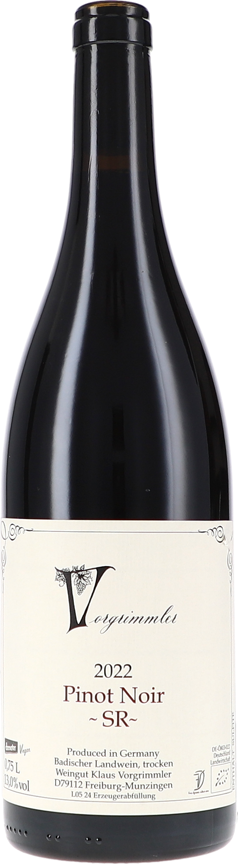 Weinflasche Klaus Vorgrimmler Pinot Noir SR Reserve BIO, Rotwein aus Baden
