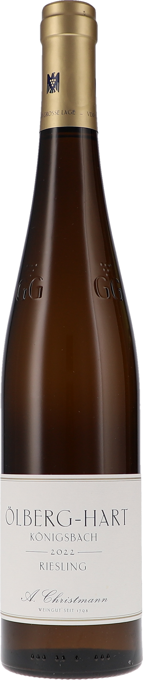 Weinflasche Christmann Ölberg-Hart Königsbach Riesling Grosses Gewächs BIO, Weißwein aus der Pfalz