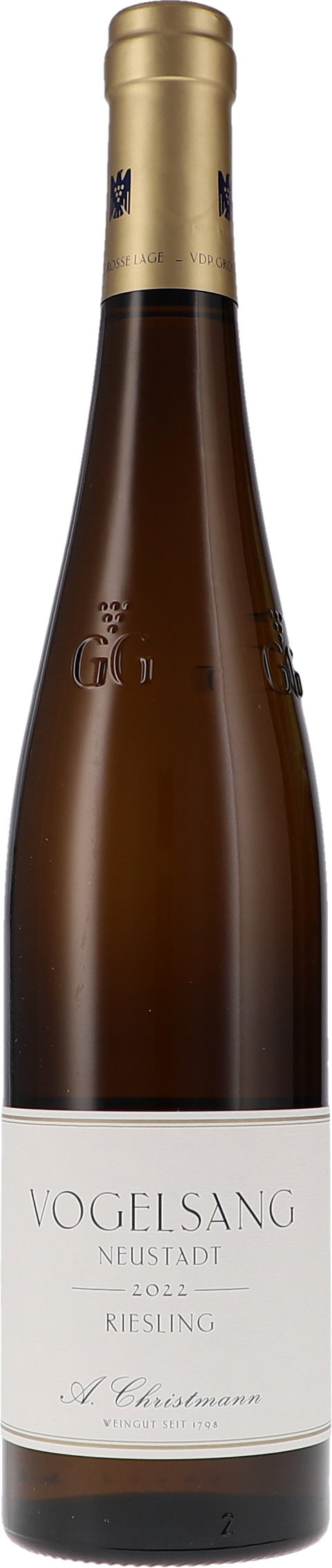 Weinflasche Christmann Vogelsang Neustadt Riesling Grosses Gewächs BIO, Weißwein aus der Pfalz