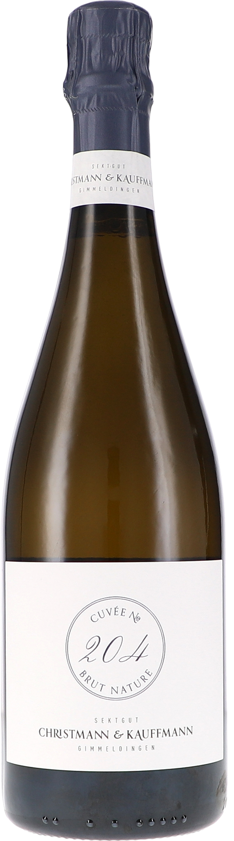 Weinflasche Christmann & Kauffmann Cuvée No. 204, Sekt Brut Nature L21, Schaumwein aus der Pfalz