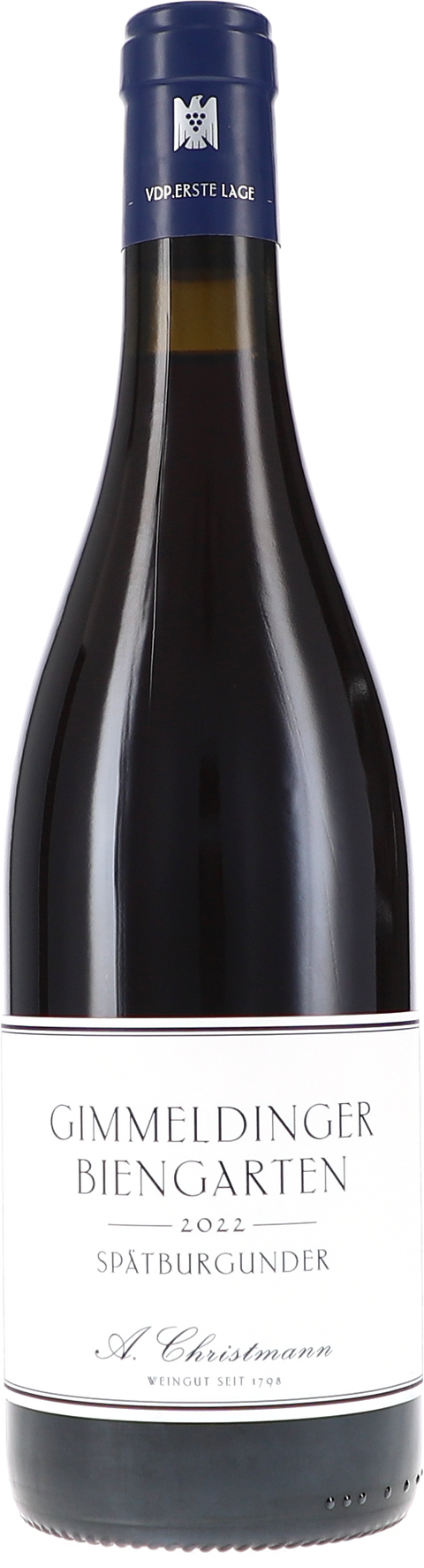 Weinflasche Christmann Gimmeldinger Biengarten Spätburgunder VDP Erste Lage BIO, Rotwein aus der Pfalz