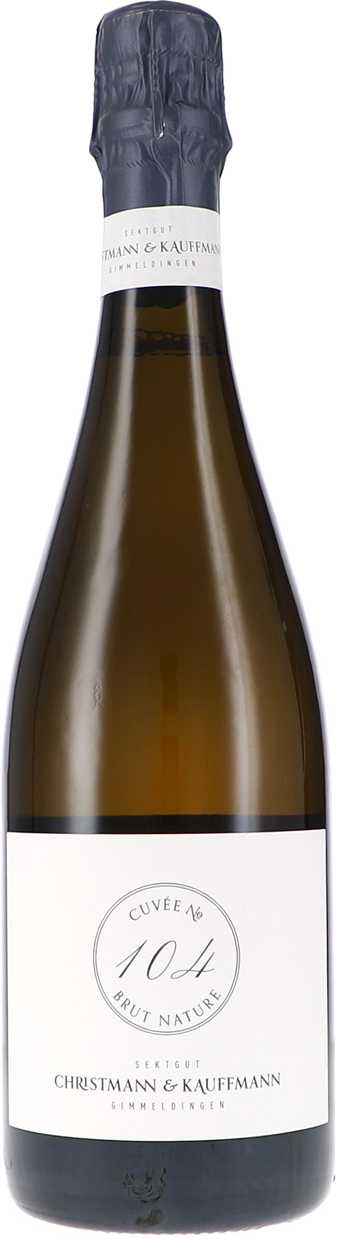Weinflasche Christmann & Kauffmann Cuvée No. 104, Sekt Brut Nature L21, Schaumwein aus der Pfalz