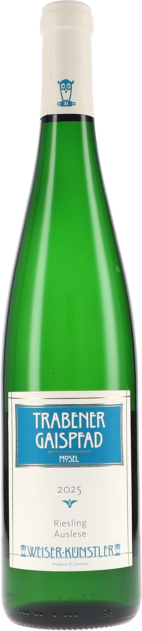 Weinflasche Weiser-Künstler Trabener Gaispfad, Riesling Auslese BIO, Weißwein von der Mosel