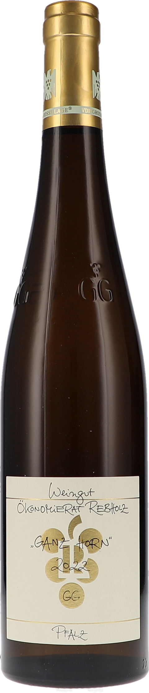 Weinflasche Ökonomierat Rebholz Riesling „Ganz Horn“ GG BIO, Weißwein aus der Pfalz