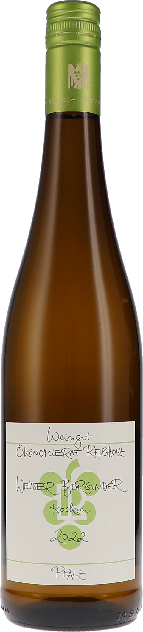 Weinflasche Ökonomierat Rebholz Weisser Burgunder trocken BIO, Weißwein aus der Pfalz