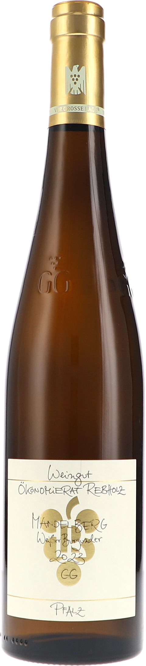 Weinflasche Ökonomierat Rebholz Weisser Burgunder „Mandelberg“ GG BIO, Weißwein aus der Pfalz