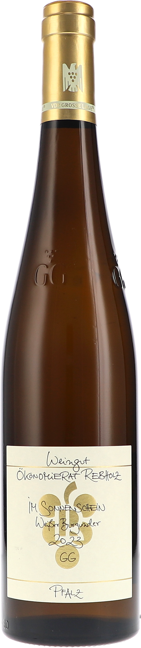 Weinflasche Ökonomierat Rebholz Weisser Burgunder „Im Sonnenschein“ GG BIO, Weißwein aus der Pfalz