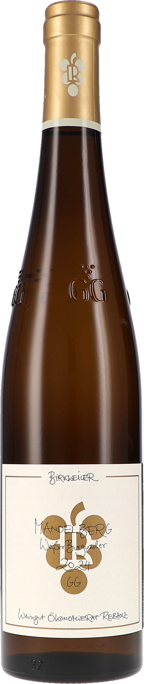 Weinflasche Ökonomierat Rebholz Weisser Burgunder „Mandelberg“ GG BIO, Weißwein aus der Pfalz