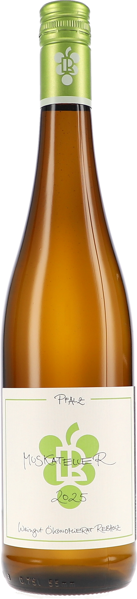 Weinflasche Ökonomierat Rebholz Muskateller trocken BIO, Weißwein aus der Pfalz