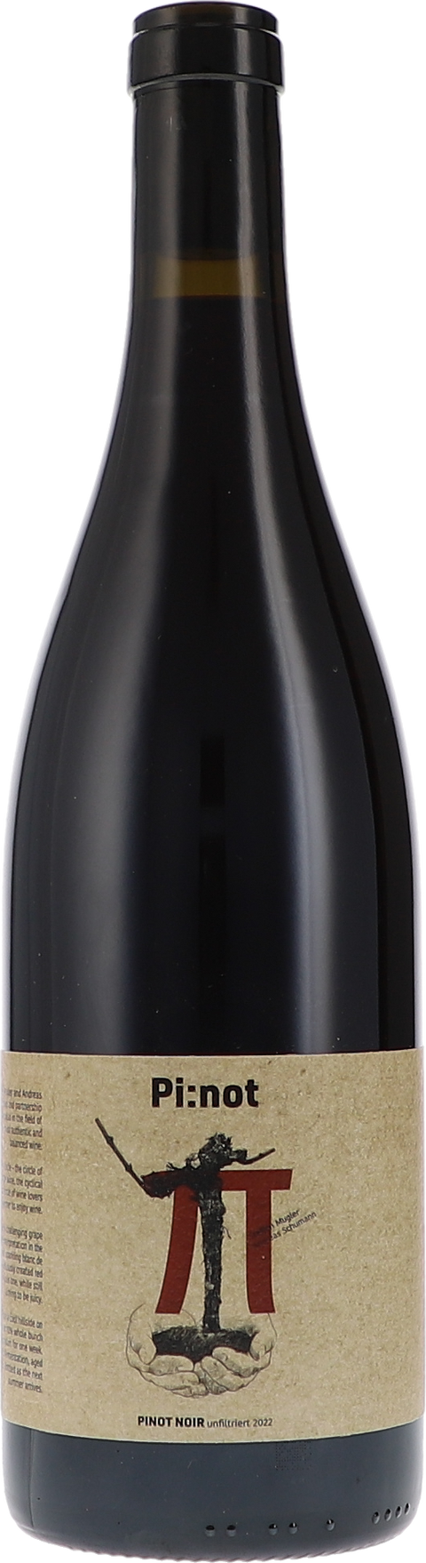 Weinflasche M. Schädler - Steffen Mugler Pi:not Mugler & Schumann, unfiltriert BIO, Rotwein aus der Pfalz