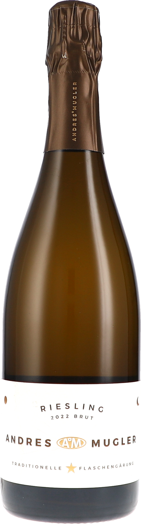 Weinflasche Andres&Mugler Riesling Sekt Brut BIO, Schaumwein aus der Pfalz