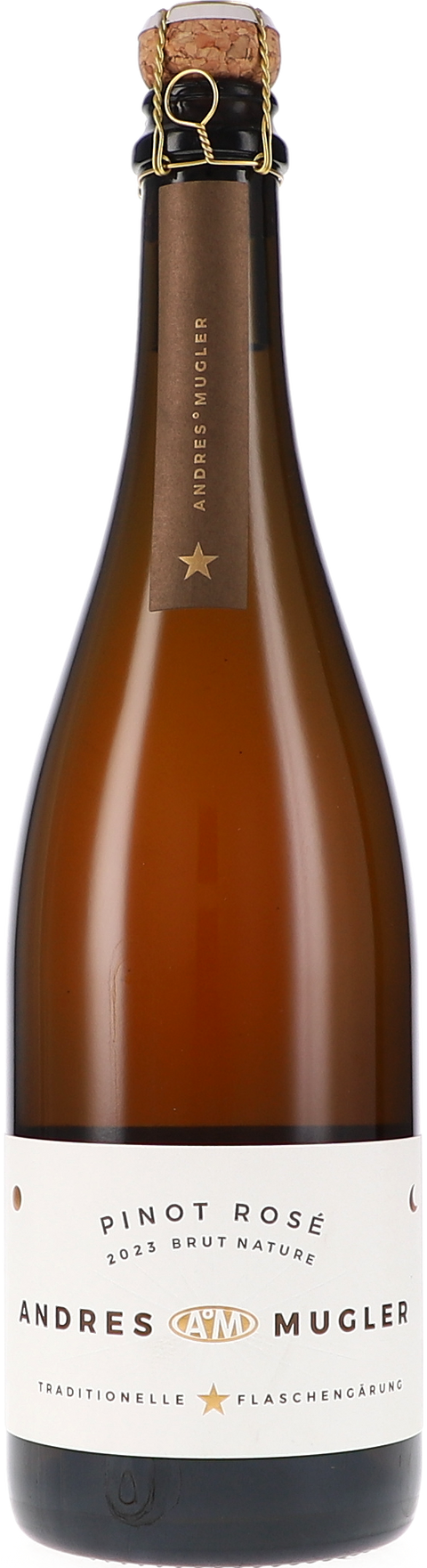 Weinflasche Andres&Mugler Pinot Rosé Sekt Brut Nature BIO, Rosé-Schaumwein aus der Pfalz