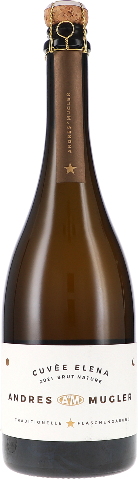 Weinflasche Andres&Mugler Cuvée Elena Sekt Brut Nature BIO, Schaumwein aus der Pfalz