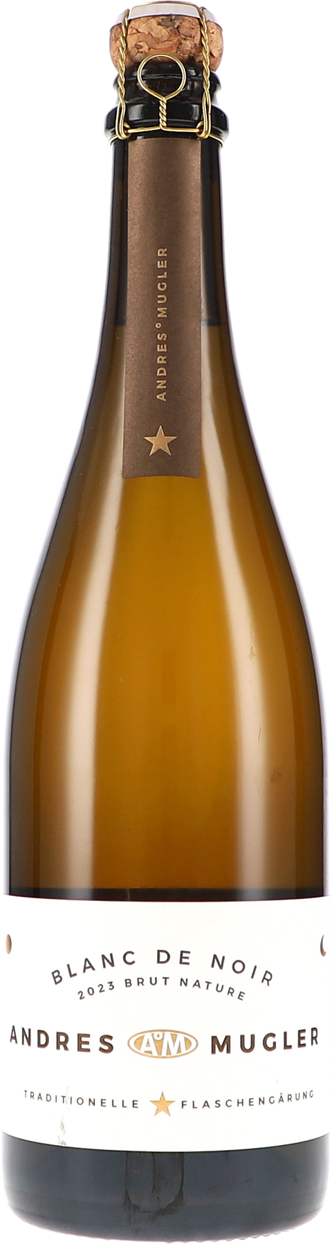 Weinflasche Andres&Mugler Blanc de Noir Sekt Brut Nature BIO, Schaumwein aus der Pfalz
