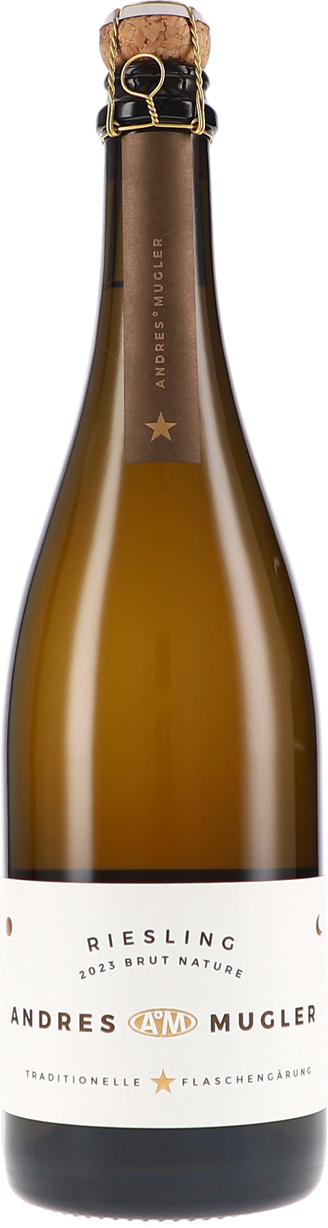 Weinflasche Andres&Mugler Riesling Sekt Brut BIO, Schaumwein aus der Pfalz